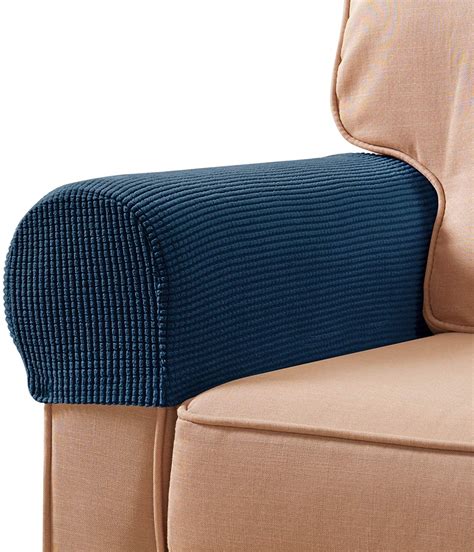 These furniture armrest covers are made of a soft, stretchable polyester fabric blend and feature a textured mini dot pattern. . Couch armrest cover